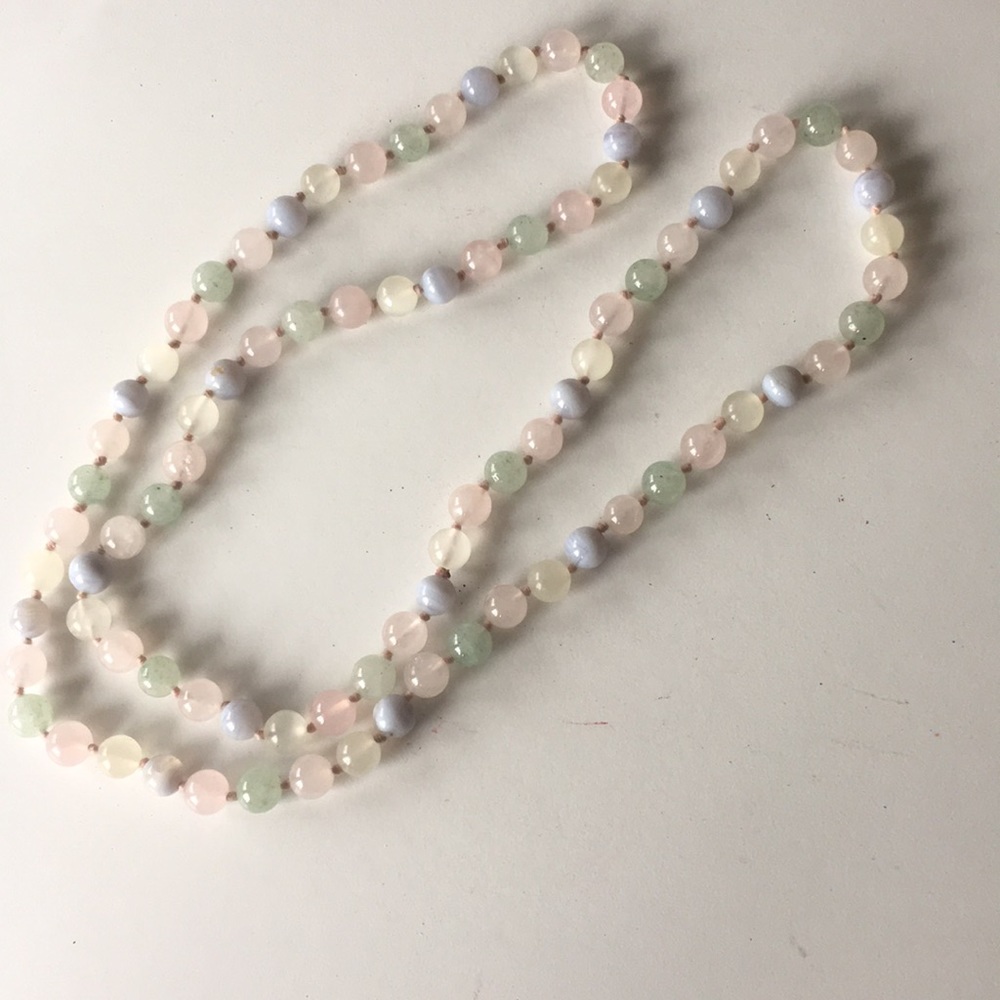 Beautiful Multi color Quartz Knotted Bead Necklace